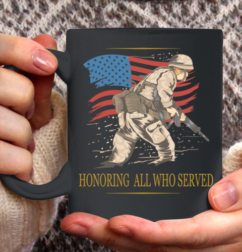 Veteran Shirt Honoring All Who Served Veterans With USA Flag Ceramic Mug 11oz