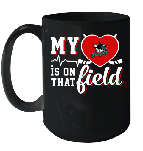 NHL My Heart Is On That Field Hockey Sports San Jose Sharks Ceramic Mug 15oz