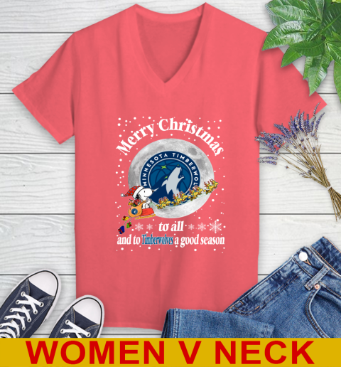 Minnesota Timberwolves Merry Christmas To All And To Timberwolves A Good Season NBA Basketball Sports Women's V-Neck T-Shirt 6