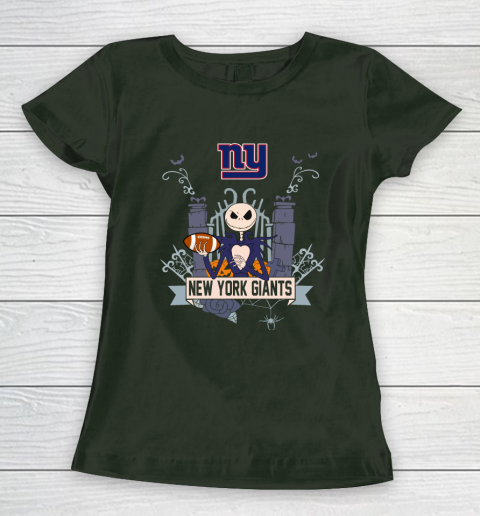 NFL New York Giants Football Jack Skellington Halloween Women's T-Shirt 4