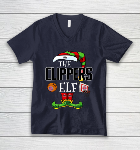 LA Clippers Christmas ELF Funny NBA V-Neck T-Shirt 2
