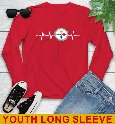 Pittsburgh Steelers NFL Football Heart Beat Shirt Youth Long Sleeve 11