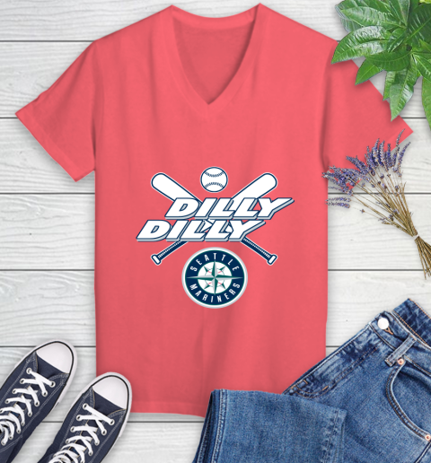 MLB Seattle Mariners Dilly Dilly Baseball Sports Women's V-Neck T-Shirt 6