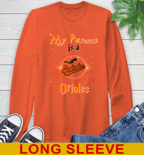 MLB Baseball Harry Potter My Patronus Is A Baltimore Orioles Long Sleeve T-Shirt 4