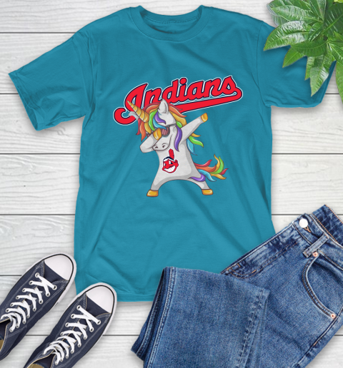 Cleveland Indians MLB Baseball Funny Unicorn Dabbing Sports T-Shirt 20