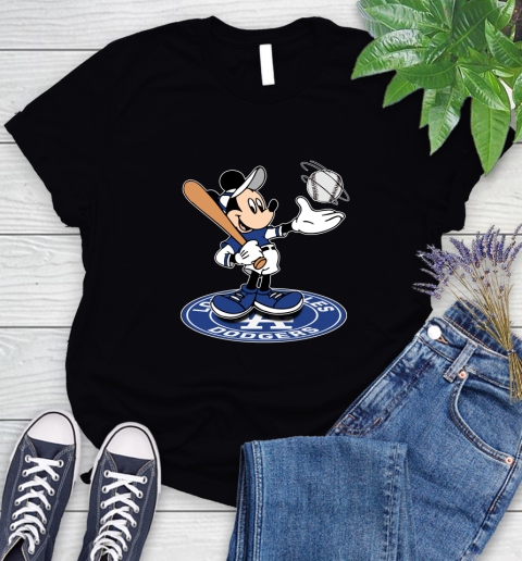 MLB Baseball Los Angeles Dodgers Cheerful Mickey Disney Shirt Women's T-Shirt