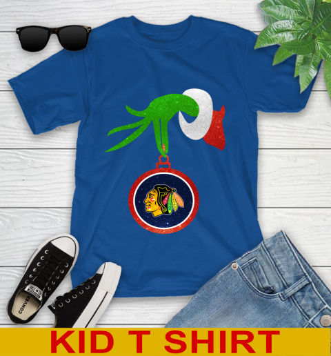 Chicago Blackhawks Grinch Merry Christmas NHL Hockey Youth T-Shirt 9