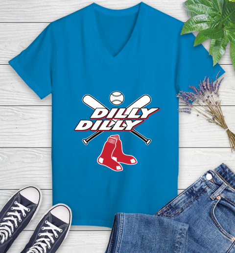MLB Boston Red Sox Dilly Dilly Baseball Sports Women's V-Neck T-Shirt 7