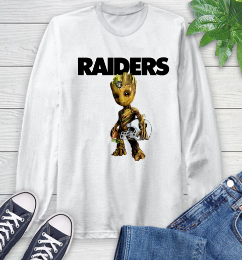 Oakland Raiders NFL Football Groot Marvel Guardians Of The Galaxy Long Sleeve T-Shirt