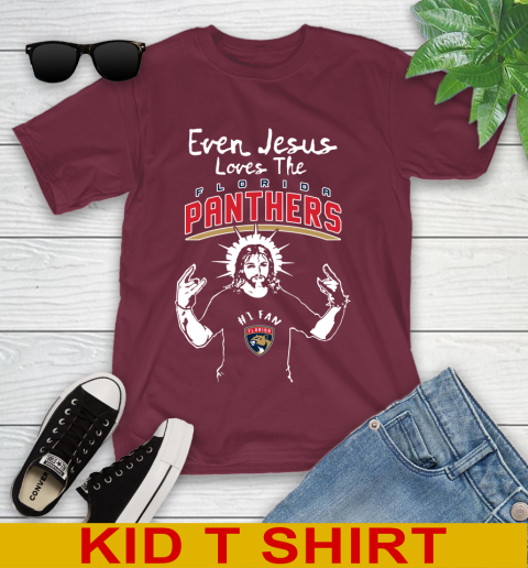 Florida Panthers NHL Hockey Even Jesus Loves The Panthers Shirt Youth T-Shirt 5