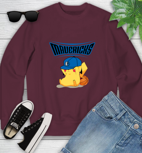 NBA Pikachu Basketball Sports Dallas Mavericks Youth Sweatshirt 5