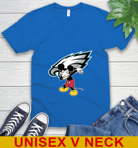 Philadelphia Eagles NFL Football Dabbing Mickey Disney Sports V-Neck T-Shirt 6