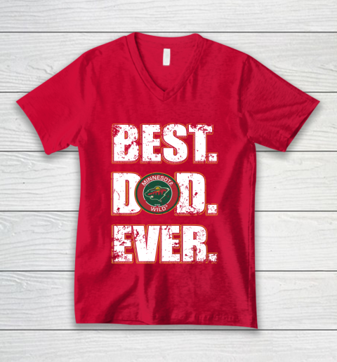 NHL Minnesota Wild Hockey Best Dad Ever Family Shirt V-Neck T-Shirt 6