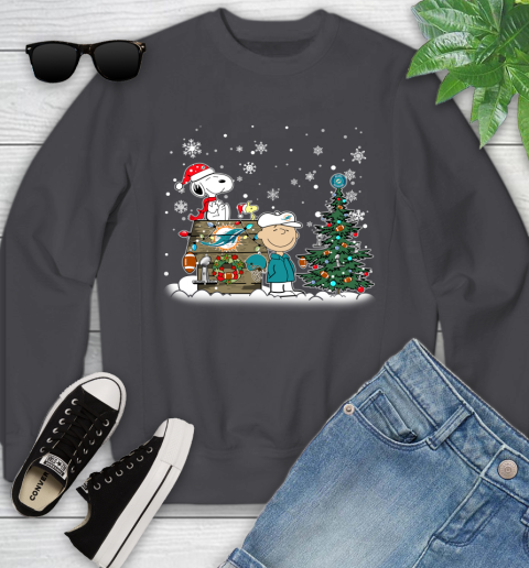 NFL Miami Dolphins Snoopy Charlie Brown Christmas Football Super Bowl Sports Youth Sweatshirt 5