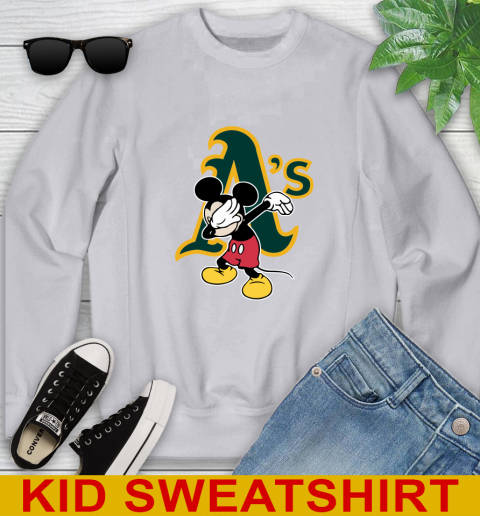 Oakland Athletics MLB Baseball Dabbing Mickey Disney Sports Youth Sweatshirt 4