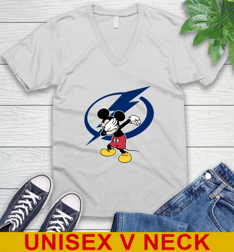 Tampa Bay Lightning NHL Hockey Dabbing Mickey Disney Sports V-Neck T-Shirt