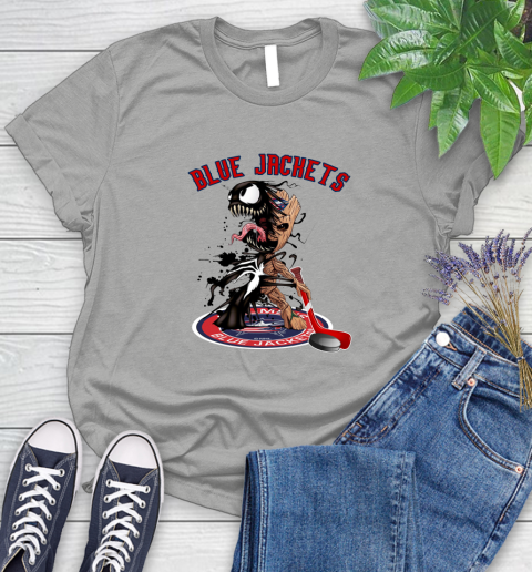 NHL Columbus Blue Jackets Hockey Venom Groot Guardians Of The Galaxy Women's T-Shirt 10