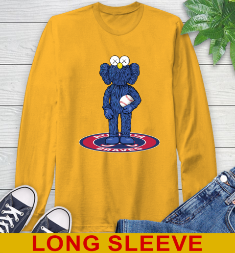 MLB Baseball Atlanta Braves Kaws Bff Blue Figure Shirt Long Sleeve T-Shirt - Image 4