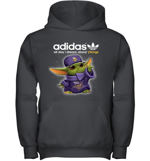 Baby Yoda Adidas All Day I Dream About Minnesota Vikings Youth Hoodie