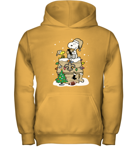 kt25 a happy christmas with new orleans saints snoopy youth hoodie 43 front gold