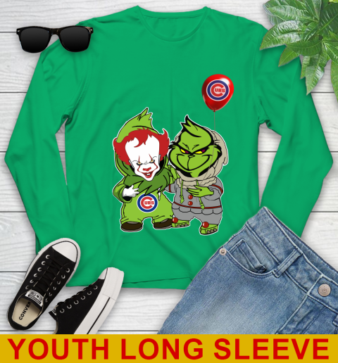 Baby Pennywise Grinch Christmas MLB Baseball Chicago Cubs Youth Long Sleeve 7