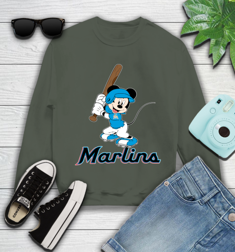 MLB Baseball Miami Marlins Cheerful Mickey Mouse Shirt Youth Sweatshirt 9