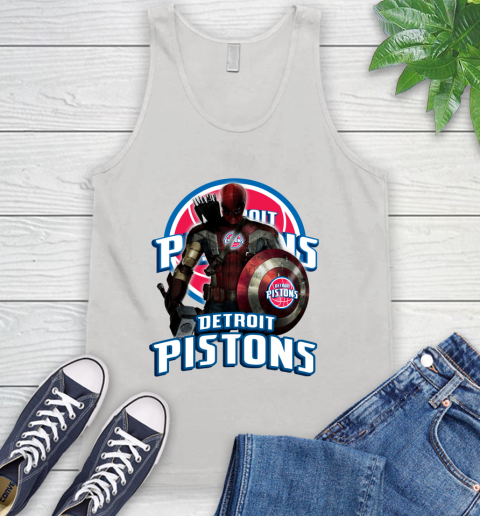 Detroit Pistons NBA Basketball Captain America Thor Spider Man Hawkeye Avengers Tank Top