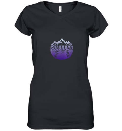 Colorado Baseball Rocky Mountains Design Women's V-Neck T-Shirt