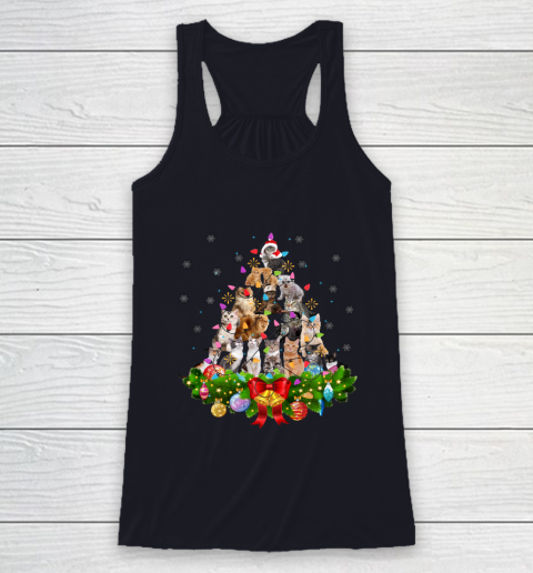 Funny Cat Christmas Tree Xmas Gifts Racerback Tank 7