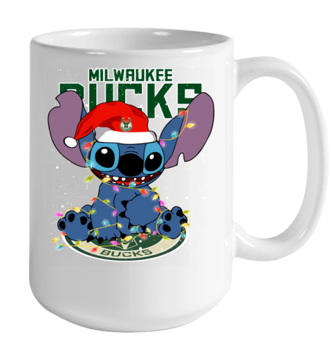 Milwaukee Bucks NBA noel stitch Basketball Christmas Color Changing Mug 15oz 2