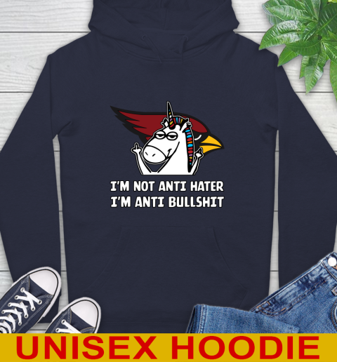 Arizona Cardinals NFL Football Unicorn I'm Not Anti Hater I'm Anti Bullshit Hoodie 4