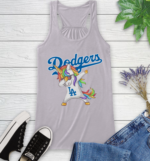 Los Angeles Dodgers MLB Baseball Funny Unicorn Dabbing Sports Racerback Tank 5