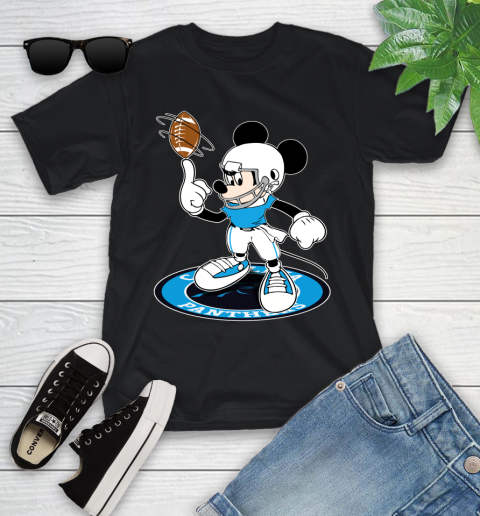 NFL Football Carolina Panthers Cheerful Mickey Disney Shirt Youth T-Shirt