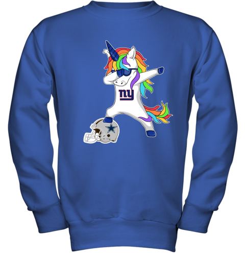 Football Dabbing Unicorn Steps On Helmet New York Giants Youth Sweatshirt