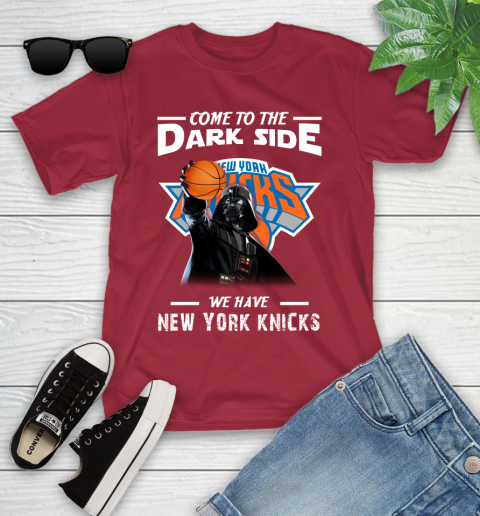 NBA Come To The Dark Side We Have New York Knicks Star Wars Darth Vader Basketball Youth T-Shirt 14
