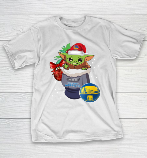 Golden State Warriors Christmas Baby Yoda Star Wars Funny Happy NBA T-Shirt 3