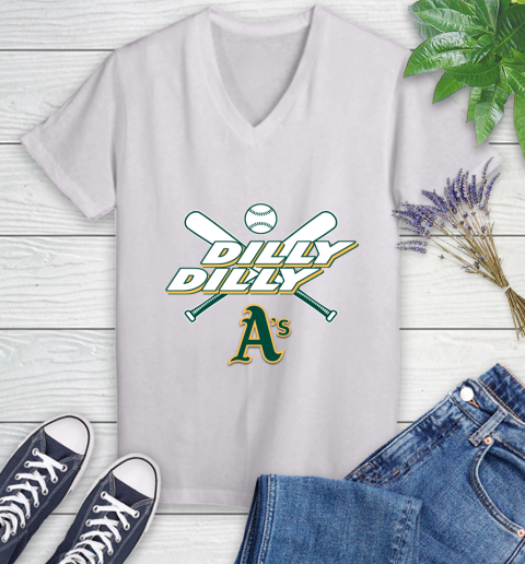 MLB Oakland Athletics Dilly Dilly Baseball Sports Women's V-Neck T-Shirt