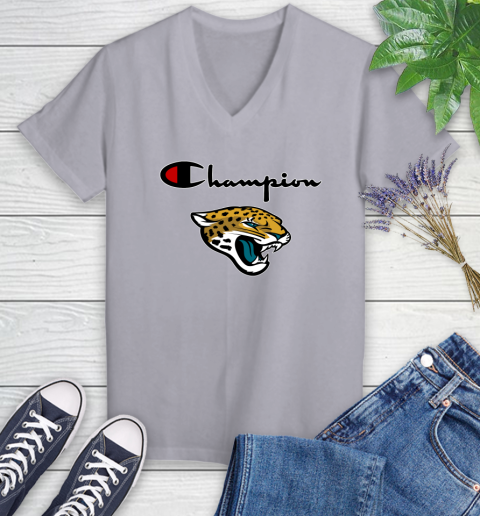 NFL Football Jacksonville Jaguars Champion Shirt Women's V-Neck T-Shirt 2