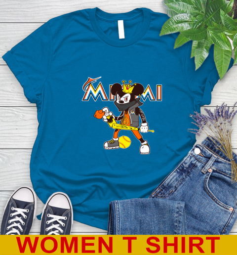 Miami Marlins MLB Baseball Mickey Peace Sign Sports Women's T-Shirt 8 Miami Marlins MLB Baseball Mickey Peace Sign Sports Women's T-Shirt - Image 8