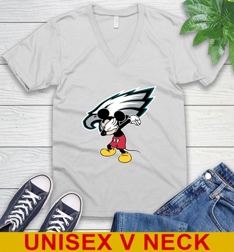 Philadelphia Eagles NFL Football Dabbing Mickey Disney Sports V-Neck T-Shirt