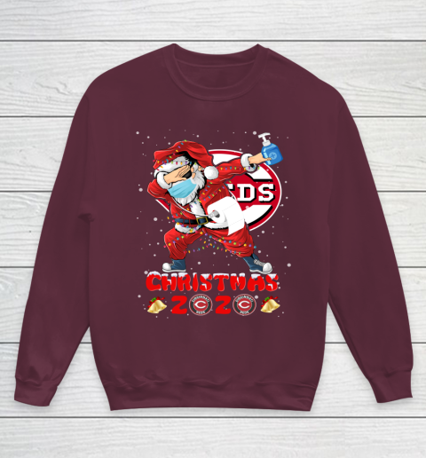 Cincinnati Reds Funny Santa Claus Dabbing Christmas 2020 MLB Youth Sweatshirt 4