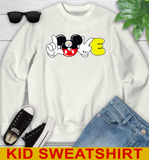 Pittsburgh Steelers NFL Football Love Mickey Disney Sports Youth Sweatshirt