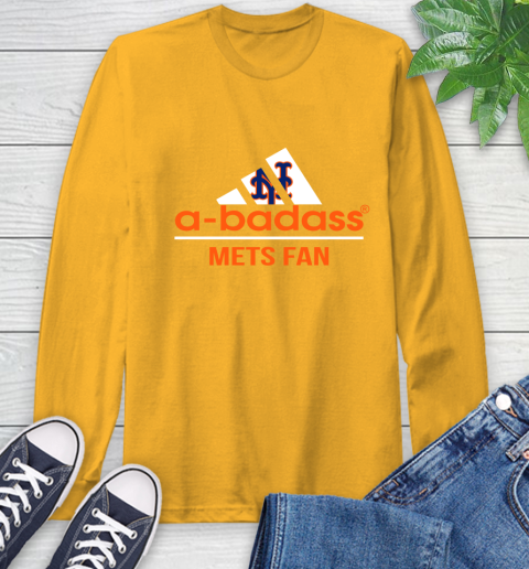 MLB A Badass New York Mets Fan Adidas Baseball Sports Long Sleeve T-Shirt 2