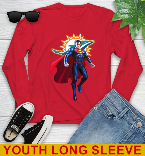 NFL Superman DC Sports Football Miami Dolphins Youth Long Sleeve 11