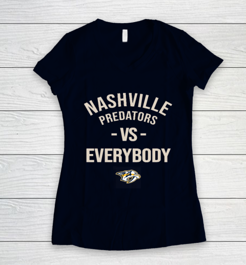 Nashville Predators Vs Everybody Women's V-Neck T-Shirt 2