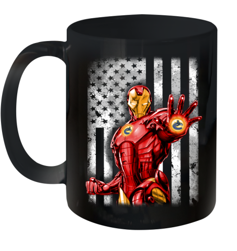 Vancouver Canucks NHL Hockey Iron Man Avengers American Flag Shirt Ceramic Mug 11oz