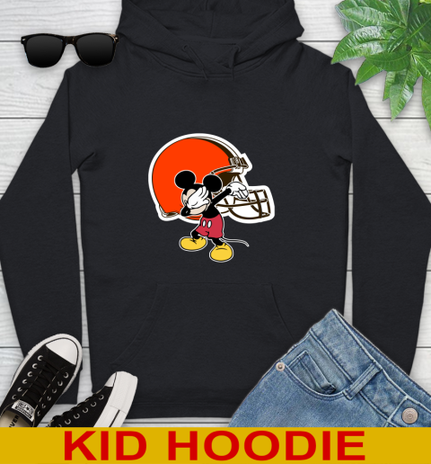 Cleveland Browns NFL Football Dabbing Mickey Disney Sports Youth Hoodie 2