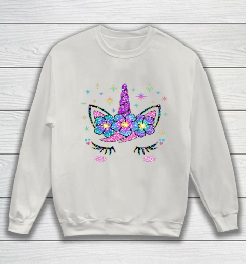 Unicorn Costume Rainbow Face Girls Sweatshirt 8