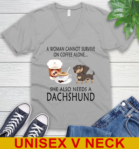 Women cannot survive on coffee alone she also need a DACHSHUND tshirt 44