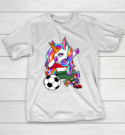 Dabbing Unicorn Hungary Soccer Fans Jersey Flag Football T-Shirt 13